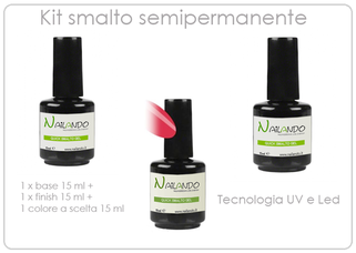 Kit Smalto Gel Semipermanente 15 ml Base + finish + gel color